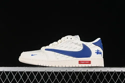 All categories Air Jordan Jordan series basketball shoes Air Jordan 1 Low High-end customized low-top sneakers Travis Scott x Fragment Design x Air Jordan 1 Low OG SP AJ1 Joe 1 Stussy joint-sea blue hook low-top cultural casual sneakers SJ2068-117